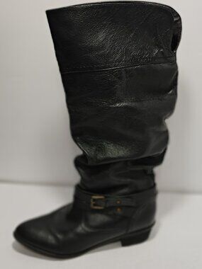 Steve Madden Women Black Leather Knee High Boots Size 8 M